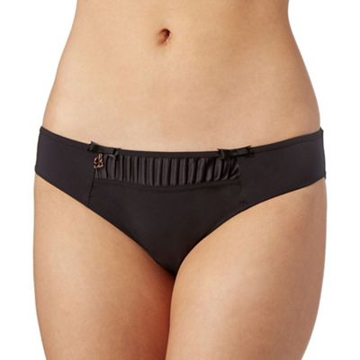 Black pleated satin panel hipster briefs